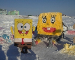 Зимний городок в Тулагино украсили снежные персонажи мультфильмов
